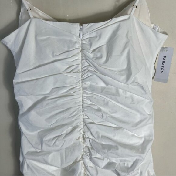 Aritzia Babaton Belleza Dress White NEW NEW Size 8 Bridal Shower Mini Rouching - Picture 6 of 12